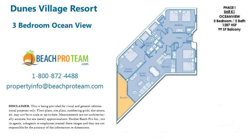Dunes Village I Floor Plan K1 - 3 Bedroom Ocean View
